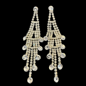 Women's chandelier cascading dangling Rhinestone Crystal Earrings pierced Retro